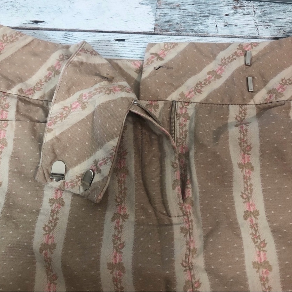 Ann Taylor Loft Floral Stripe Pencil Tan and Cream Skirt 0 - Picture 7 of 11